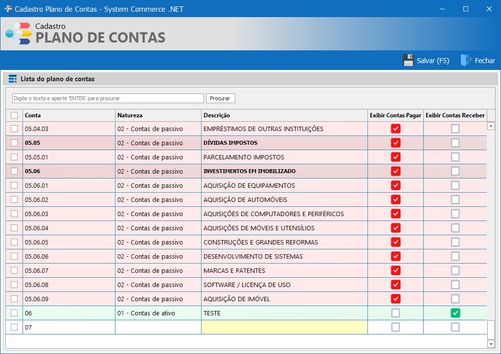 Conta Contábil Nova