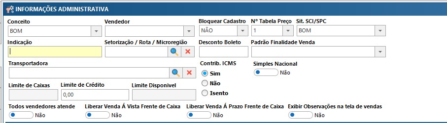Indicação do Cliente