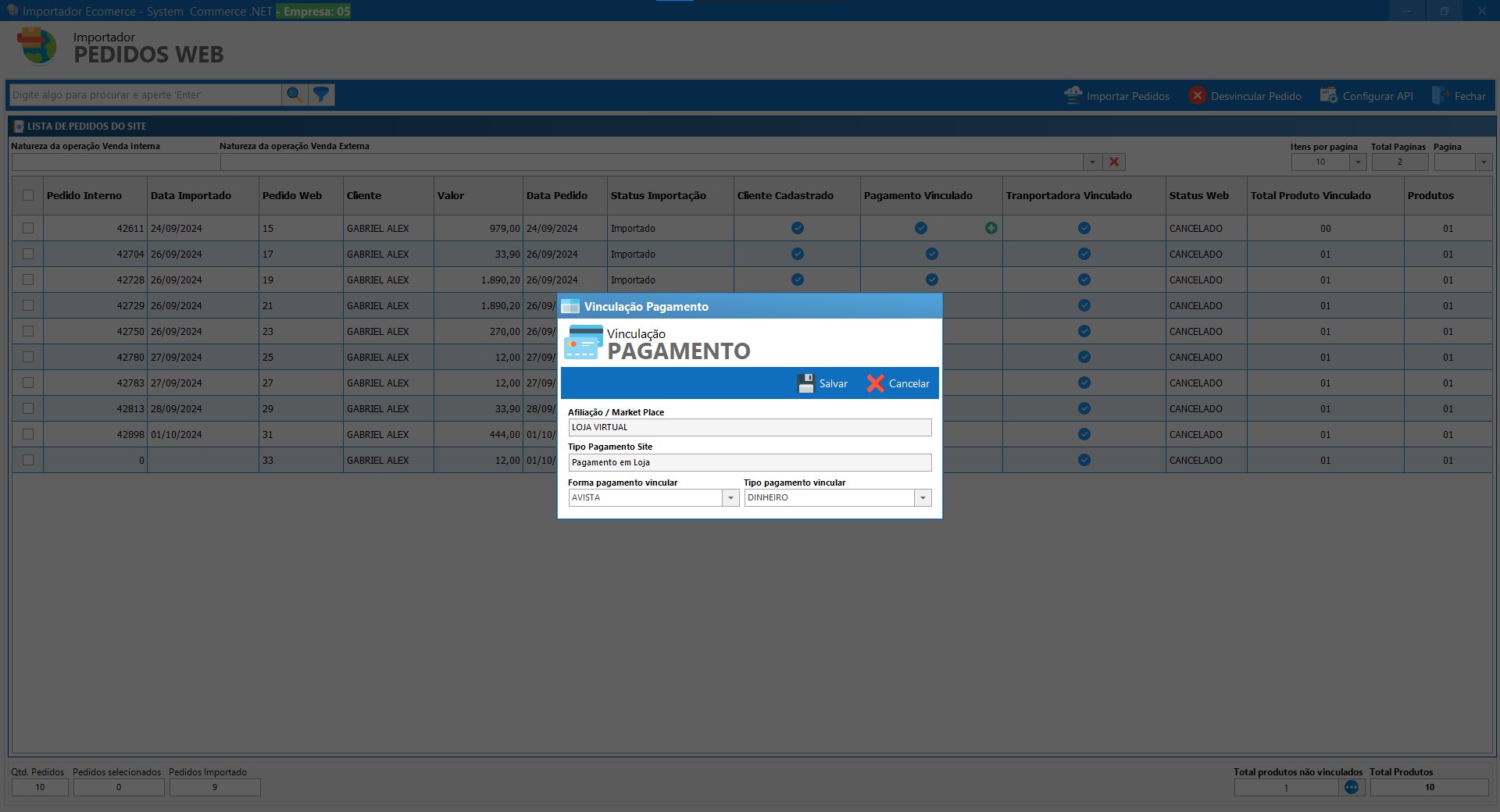Importador Pedidos E-Commerce