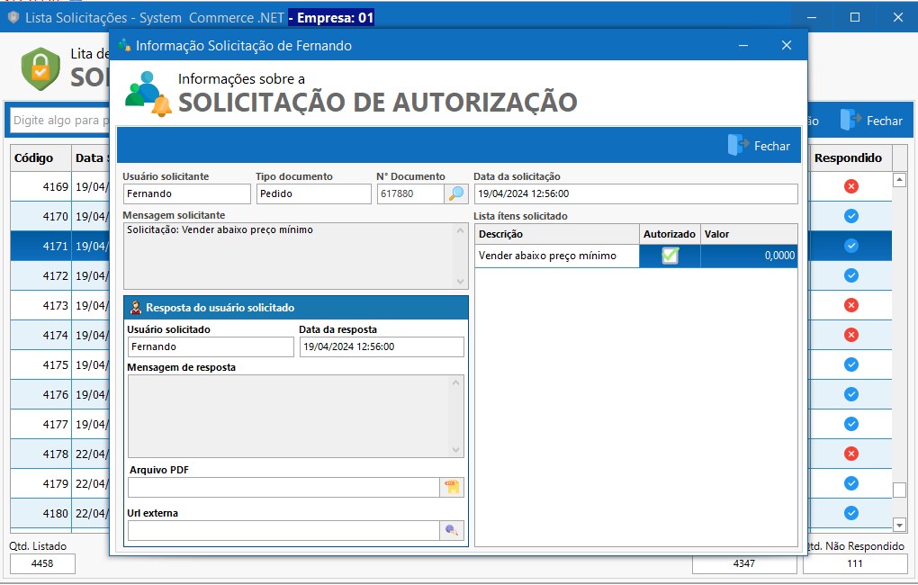 Lista de Solicitação
