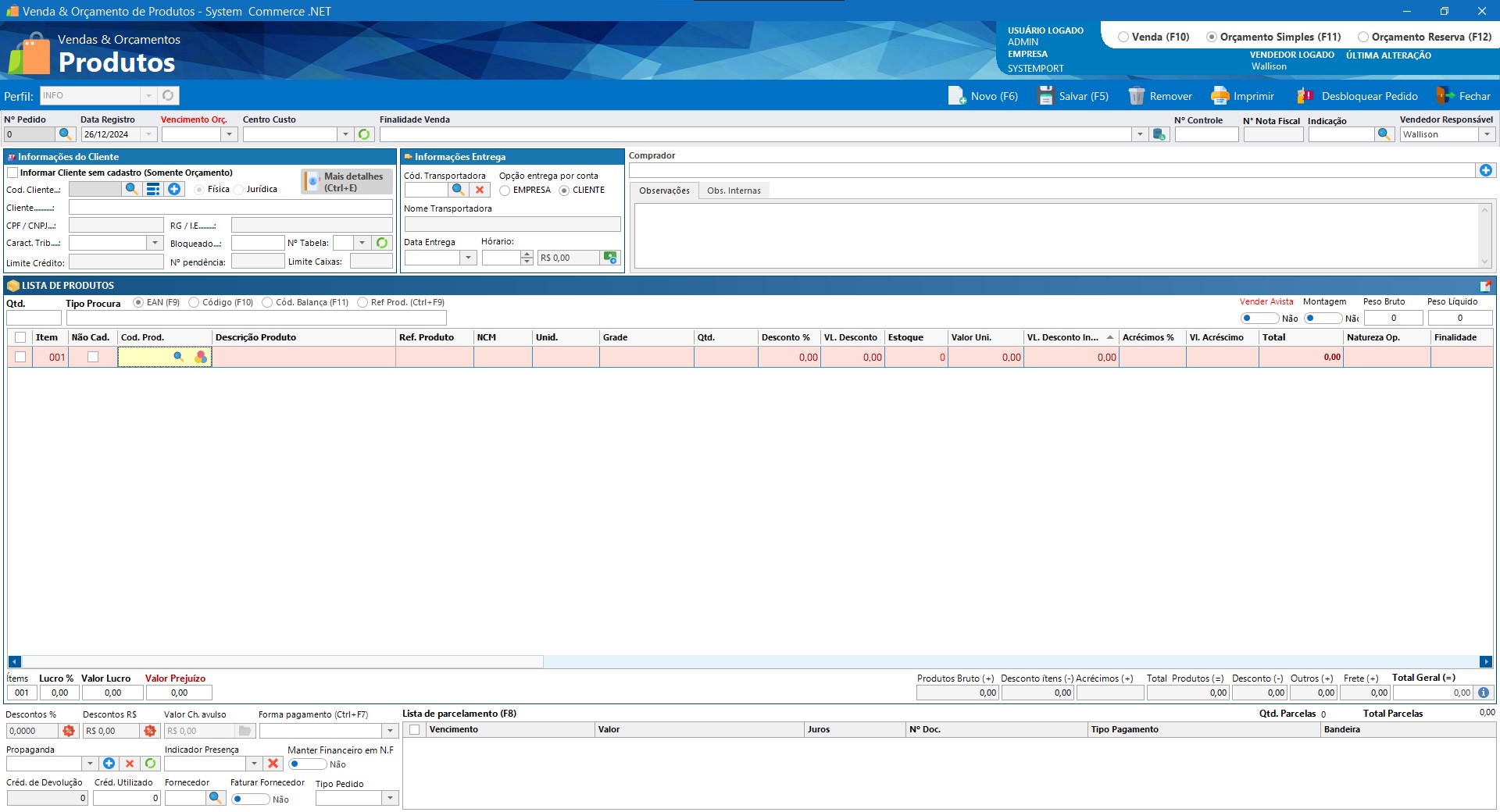 Vendas e Orçamentos