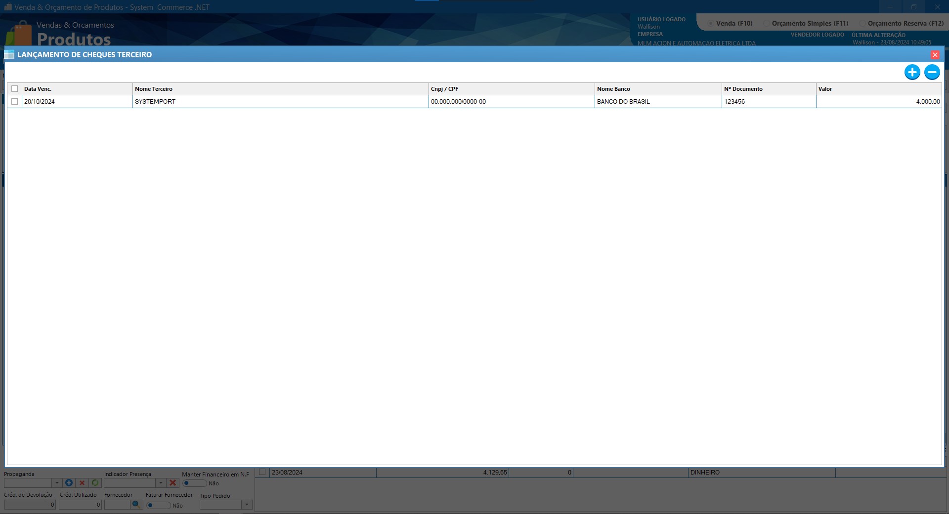 Vendas e Orçamentos