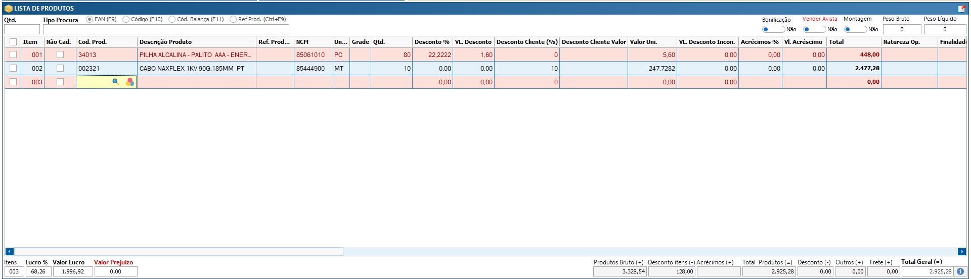 Vendas e Orçamentos