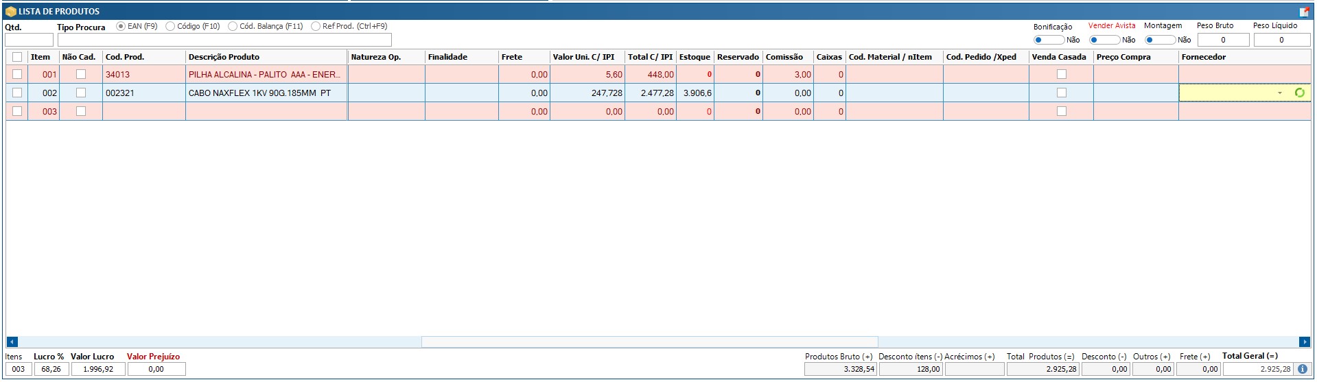 Vendas e Orçamentos