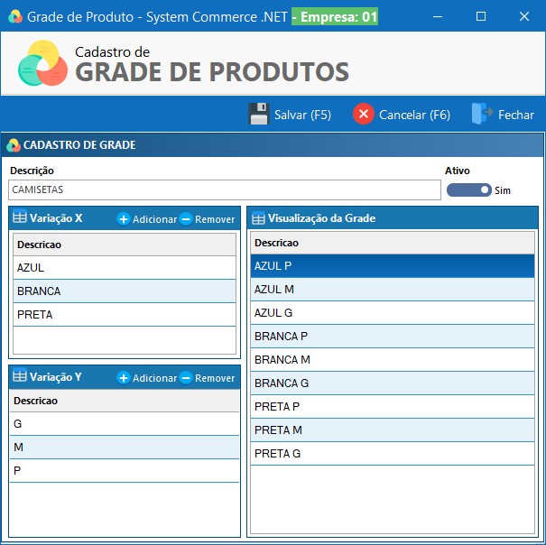 Cadastro de Produtos Cadastro de Grade