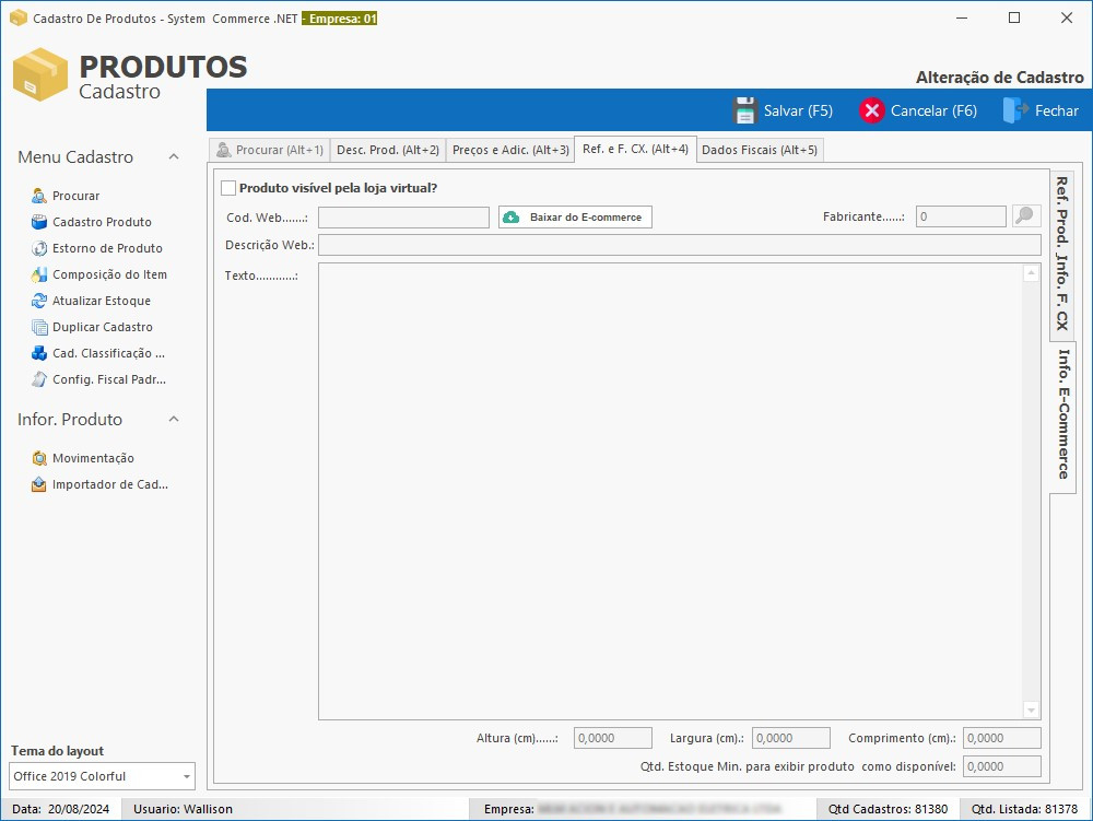 Cadastro de Informações E-commerce