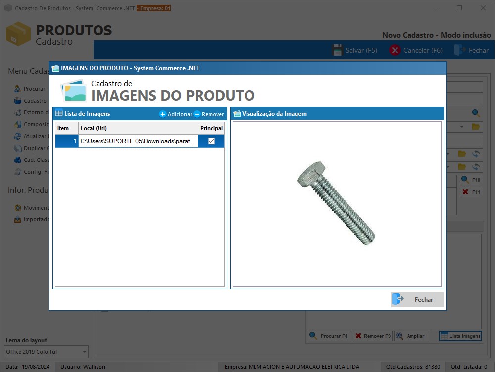 Cadastro de Produtos Imagens