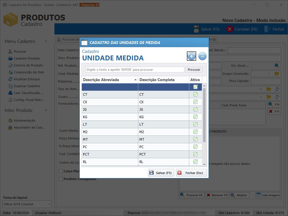 Cadastro Unidade de Medida