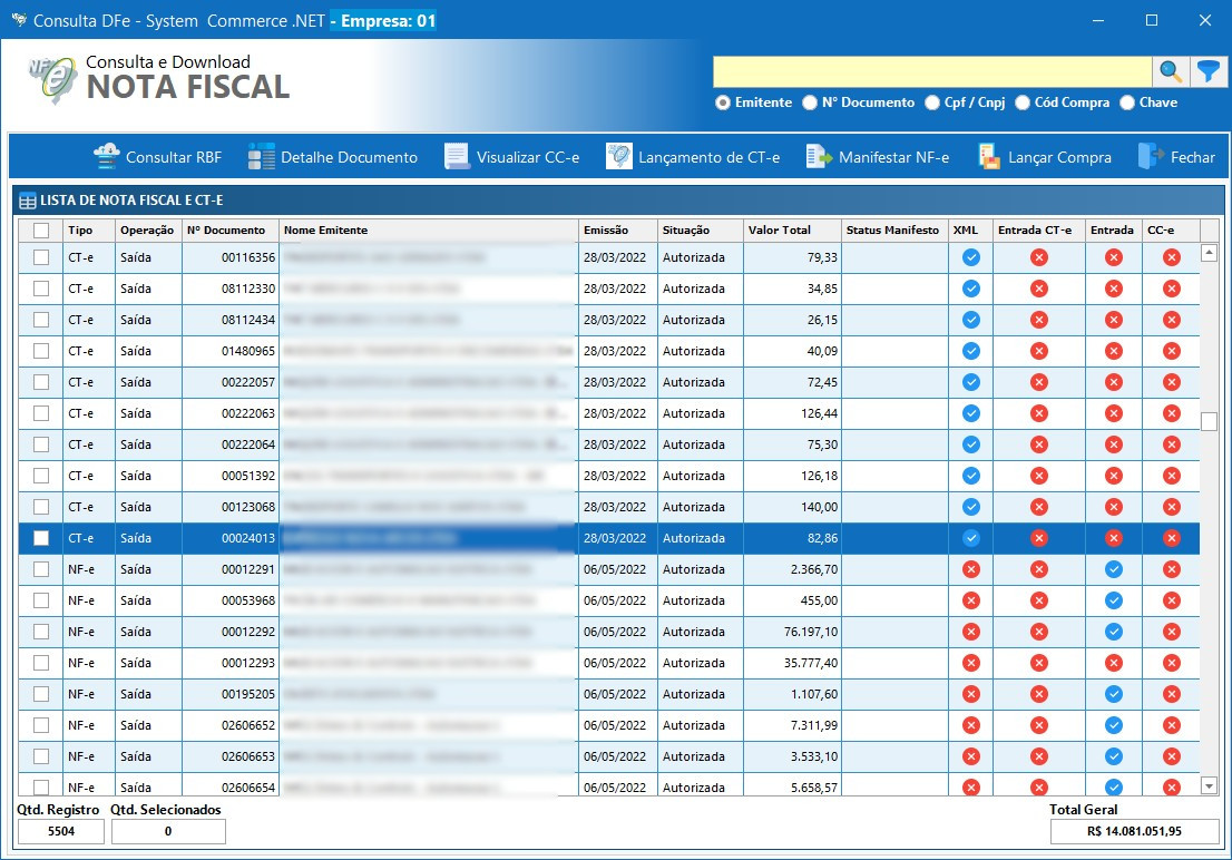 Consulta NF-e e CT-e