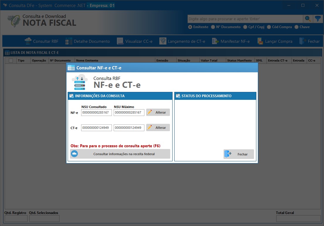 Consulta NF-e e CT-e