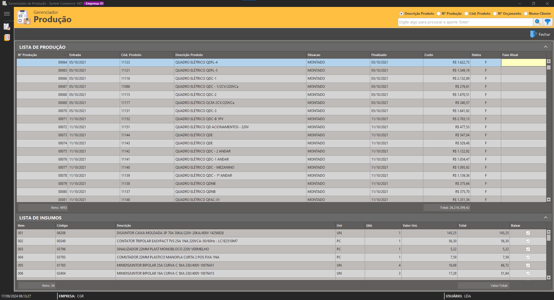 Gerenciador de Produção