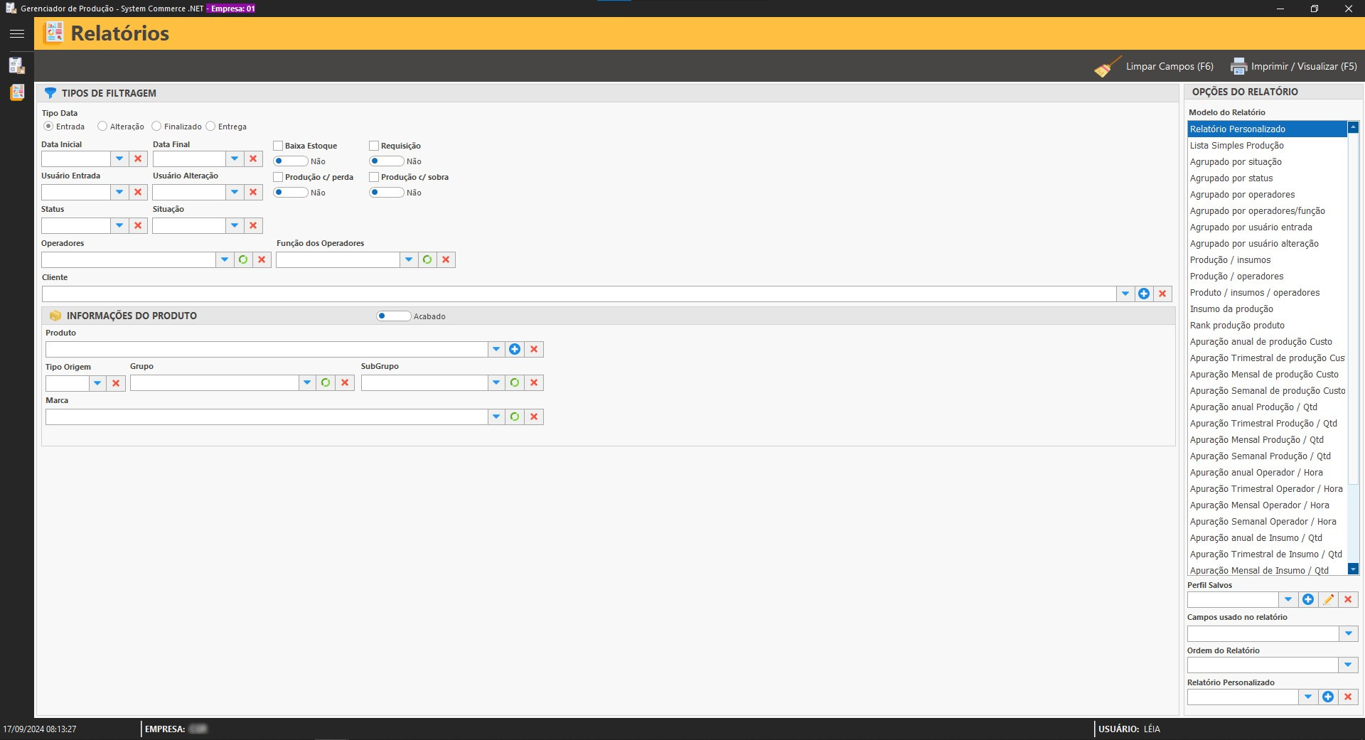 Gerenciador de Produção