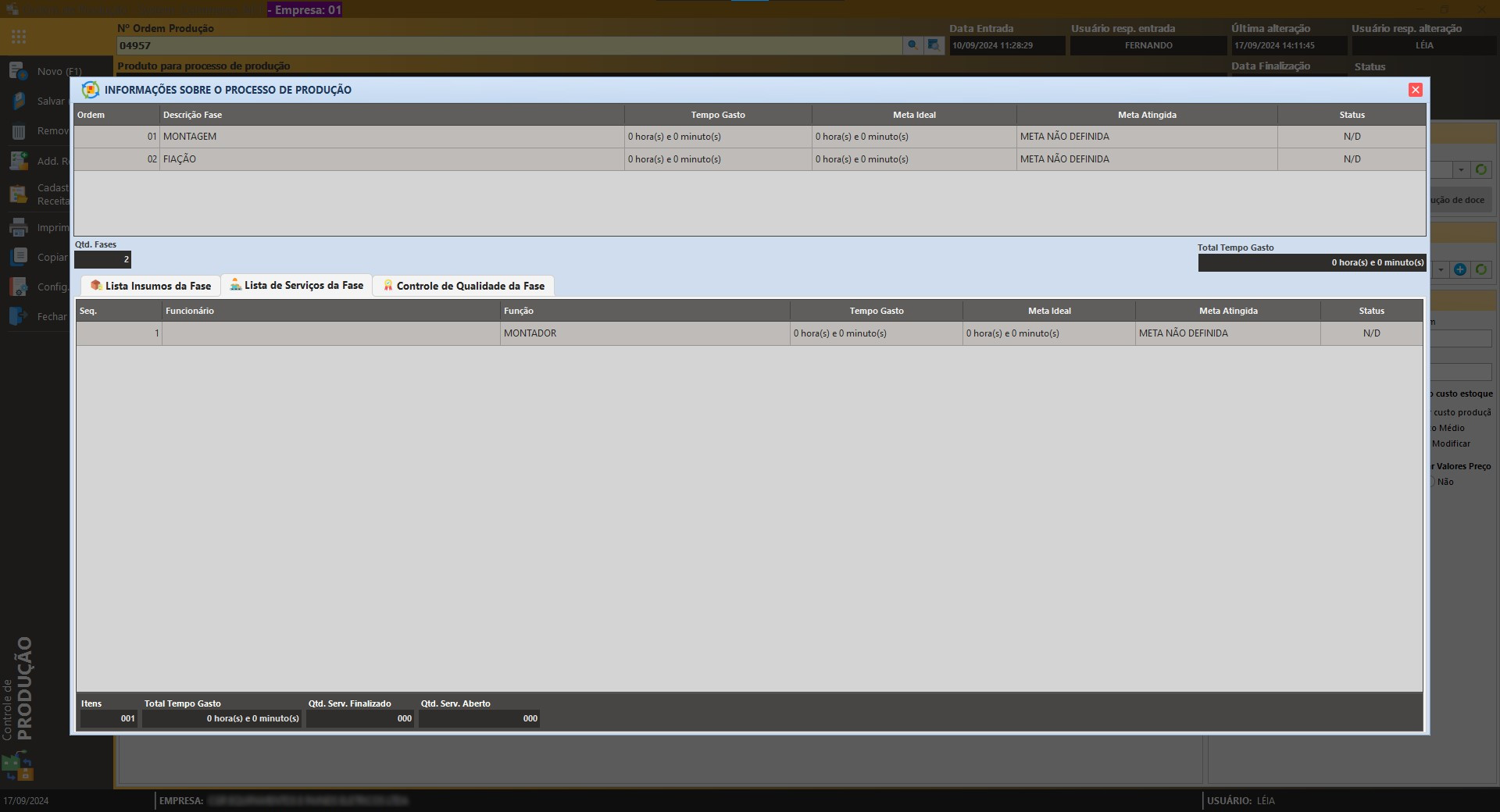 Controle de Produção