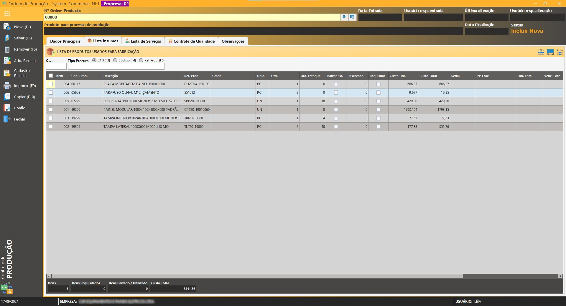 Controle de Produção