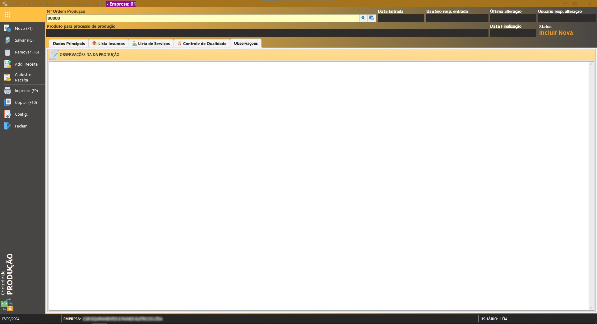 Controle de Produção