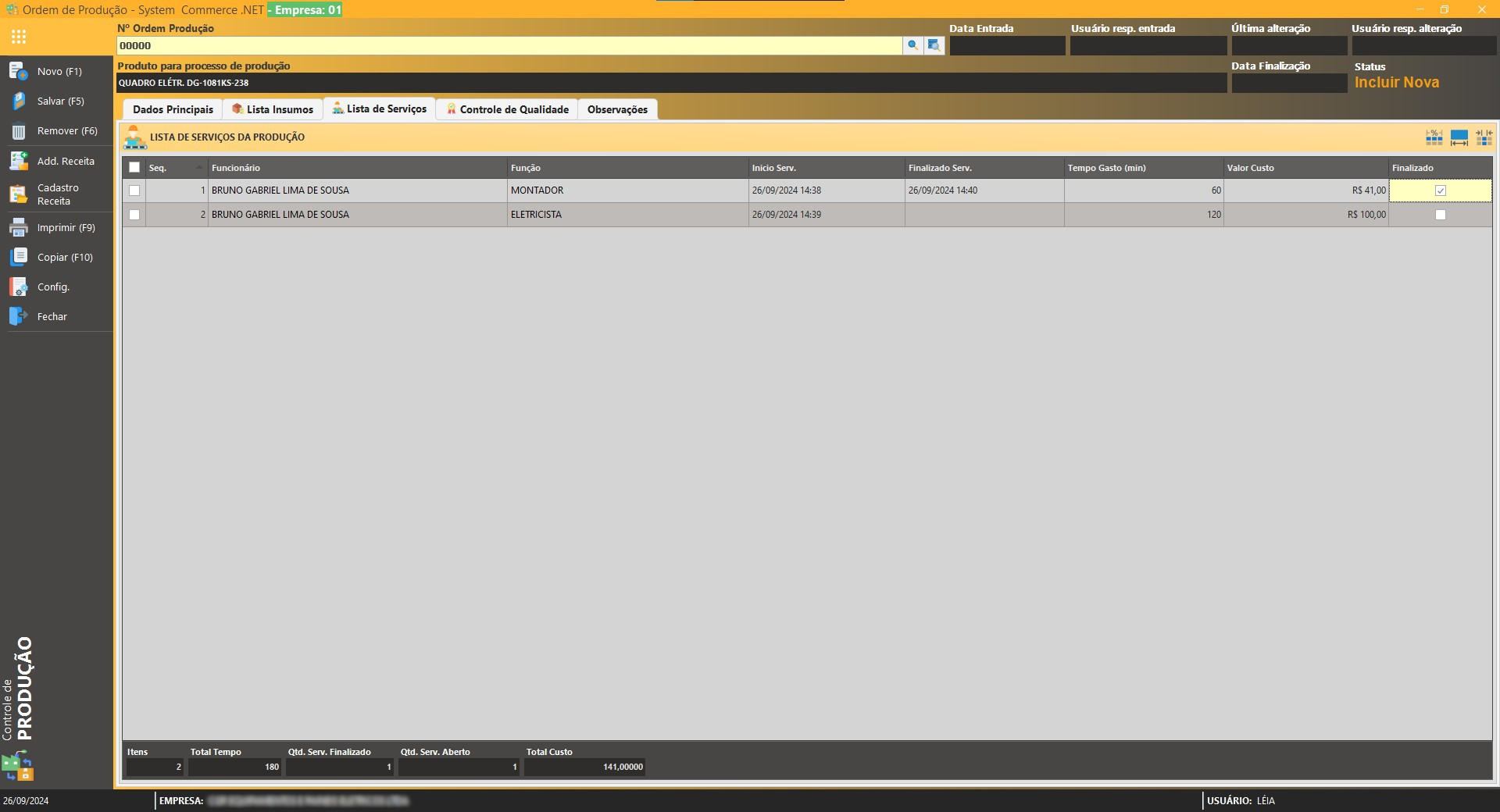 Controle de Produção