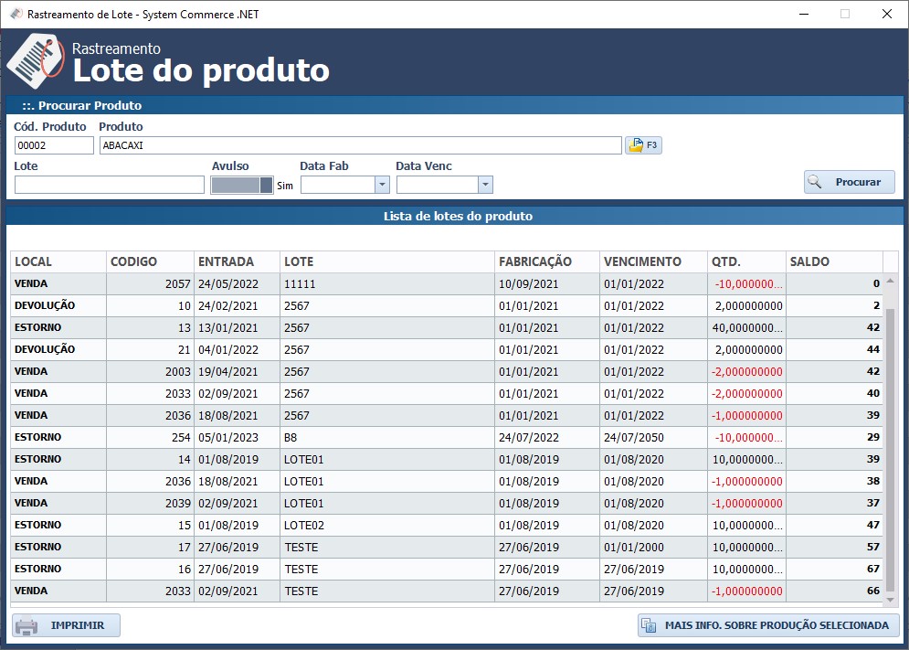 Rastreamento de Lote
