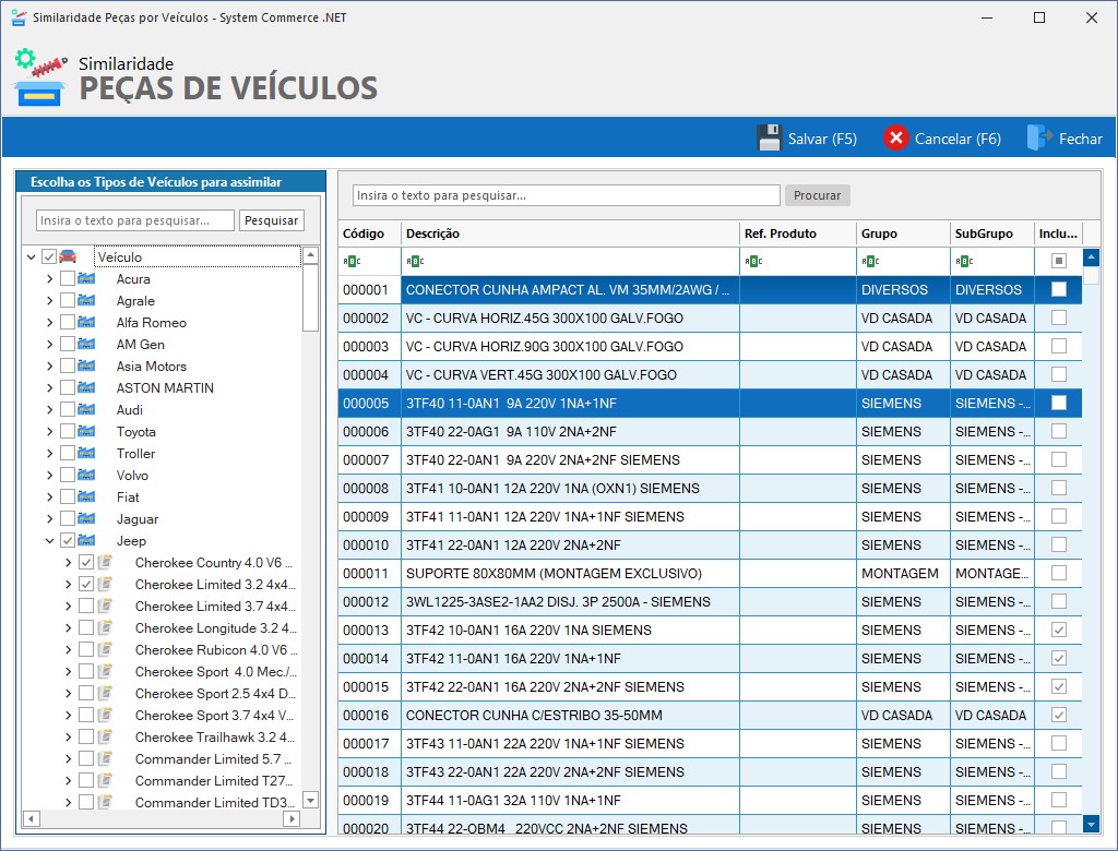 Similaridade de Peças