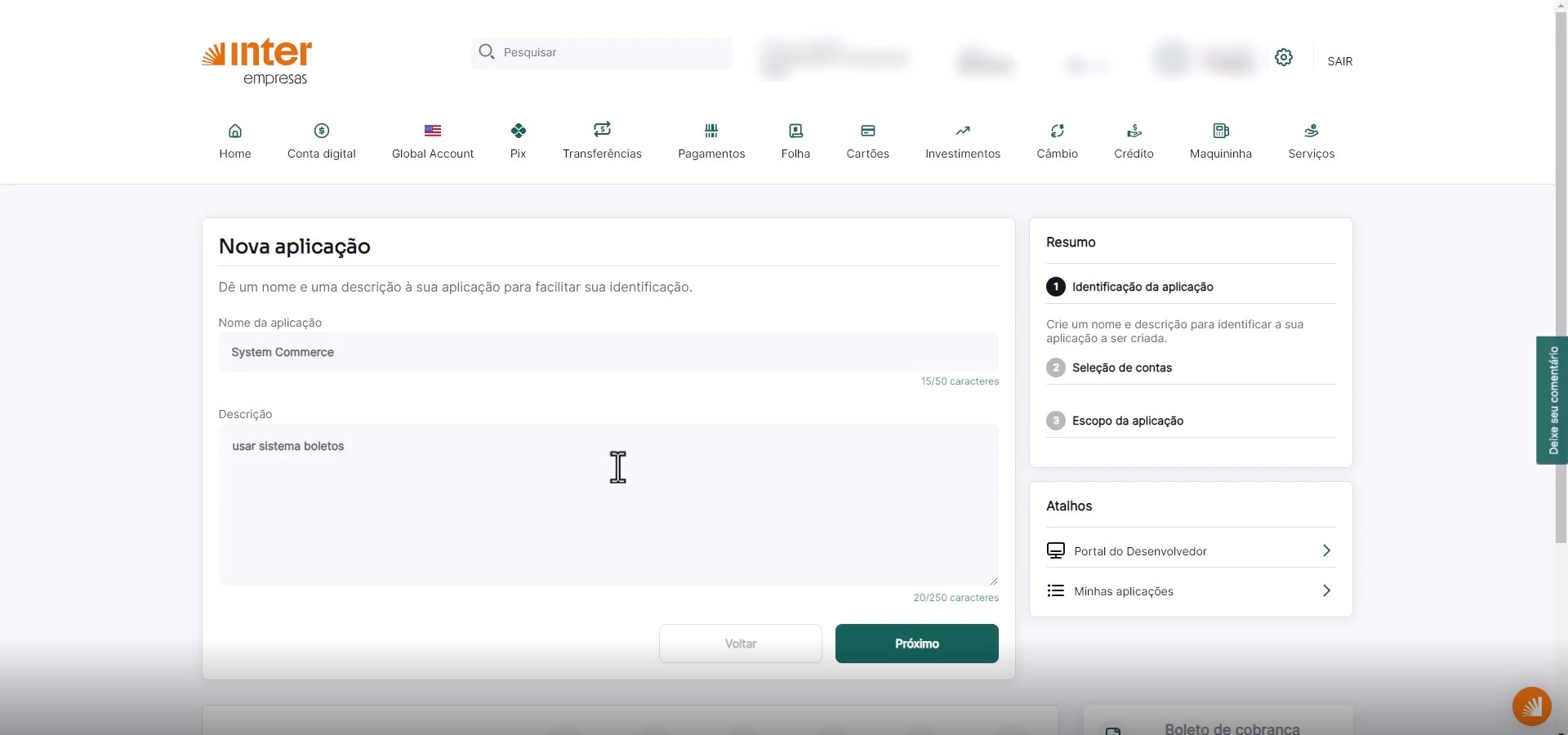 Configuração Banco Inter