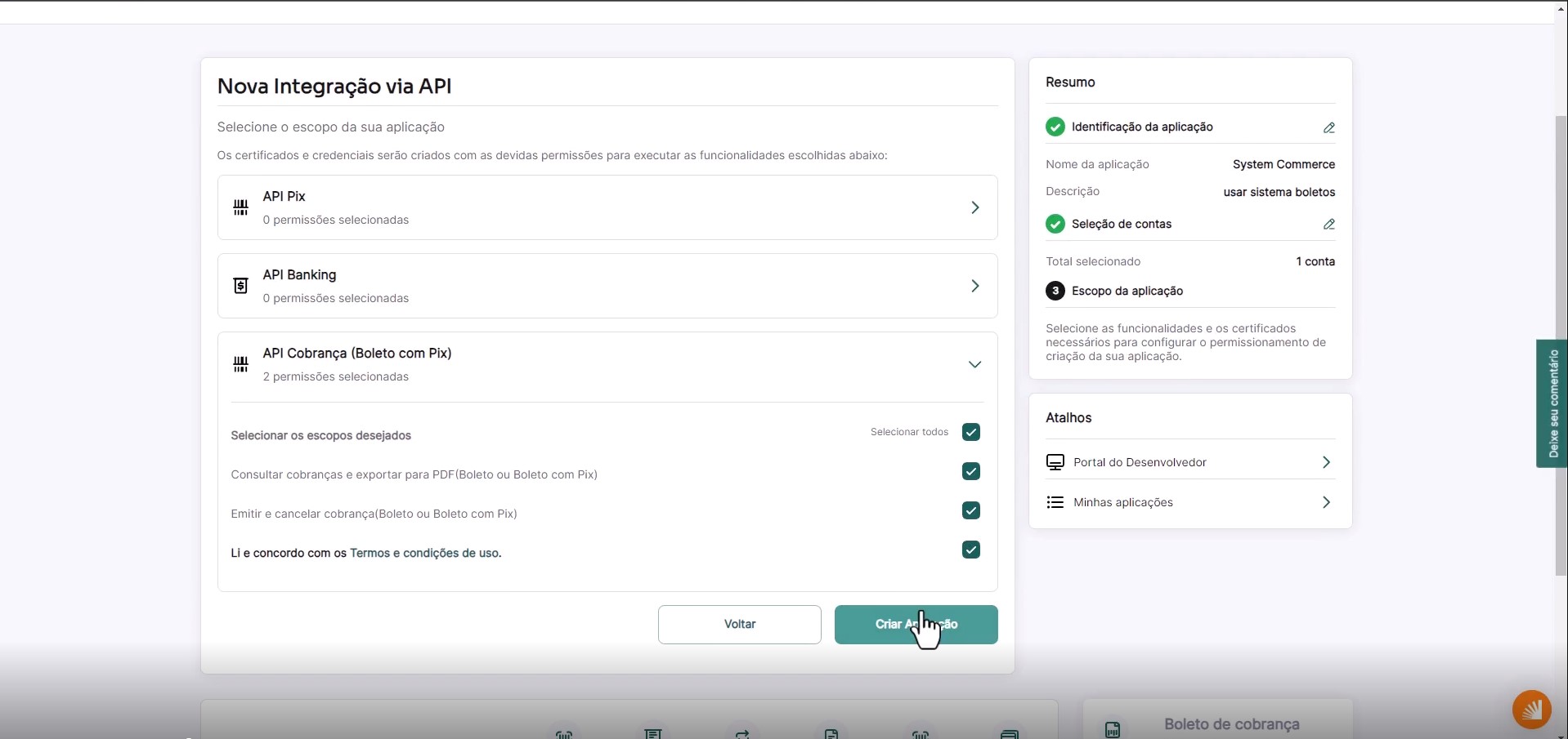 Configuração API Cobrança