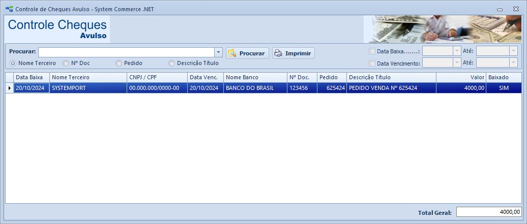 Controle Cheque Terceiros