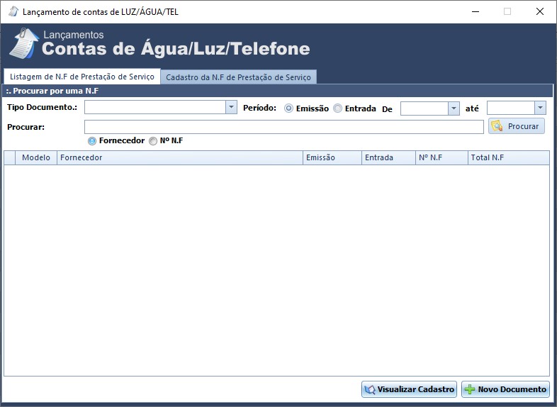 Lançamento Água/Luz/Telefone
