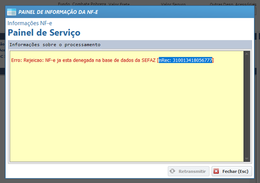 Nota Fiscal Denegada