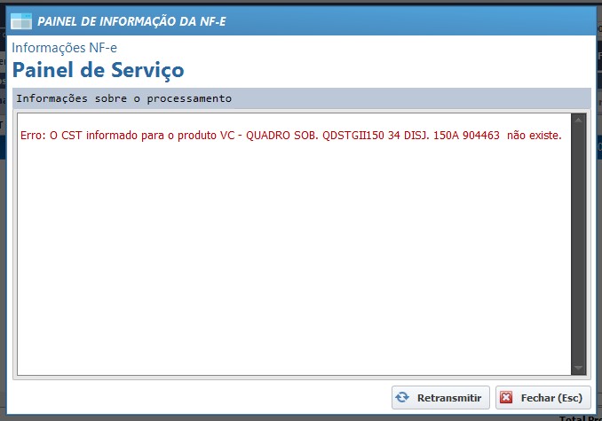 Erro de CST em Nota Fiscal