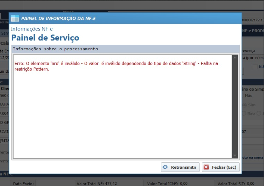 Campos Vazios em Nota Fiscal