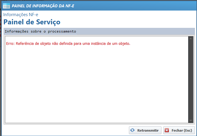 Erro de Referência de Objeto em Nota Fiscal
