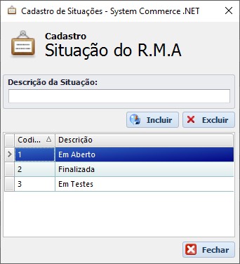 Cadastro de Situação