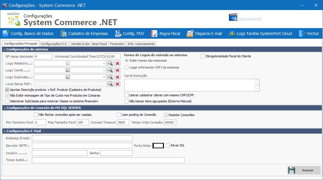 Configurações do Sistema