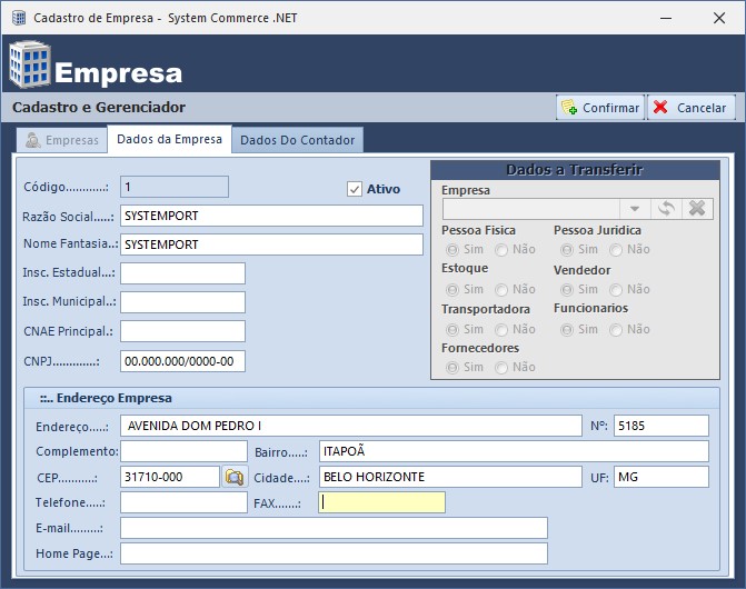 Configurações do Sistema