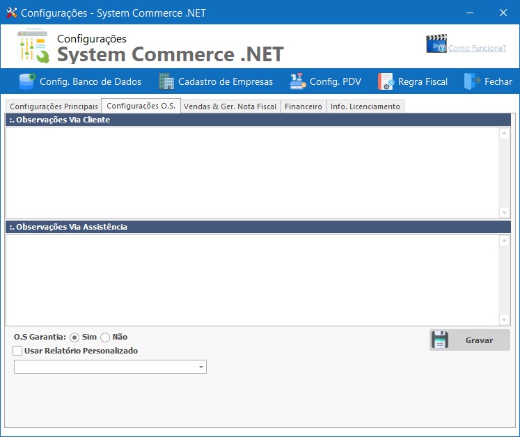Configurações do Sistema