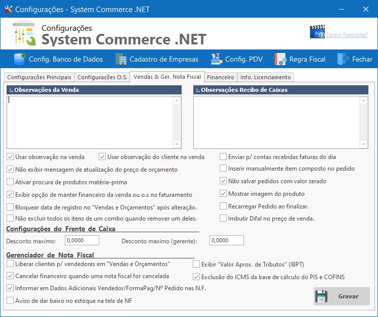 Configurações do Sistema